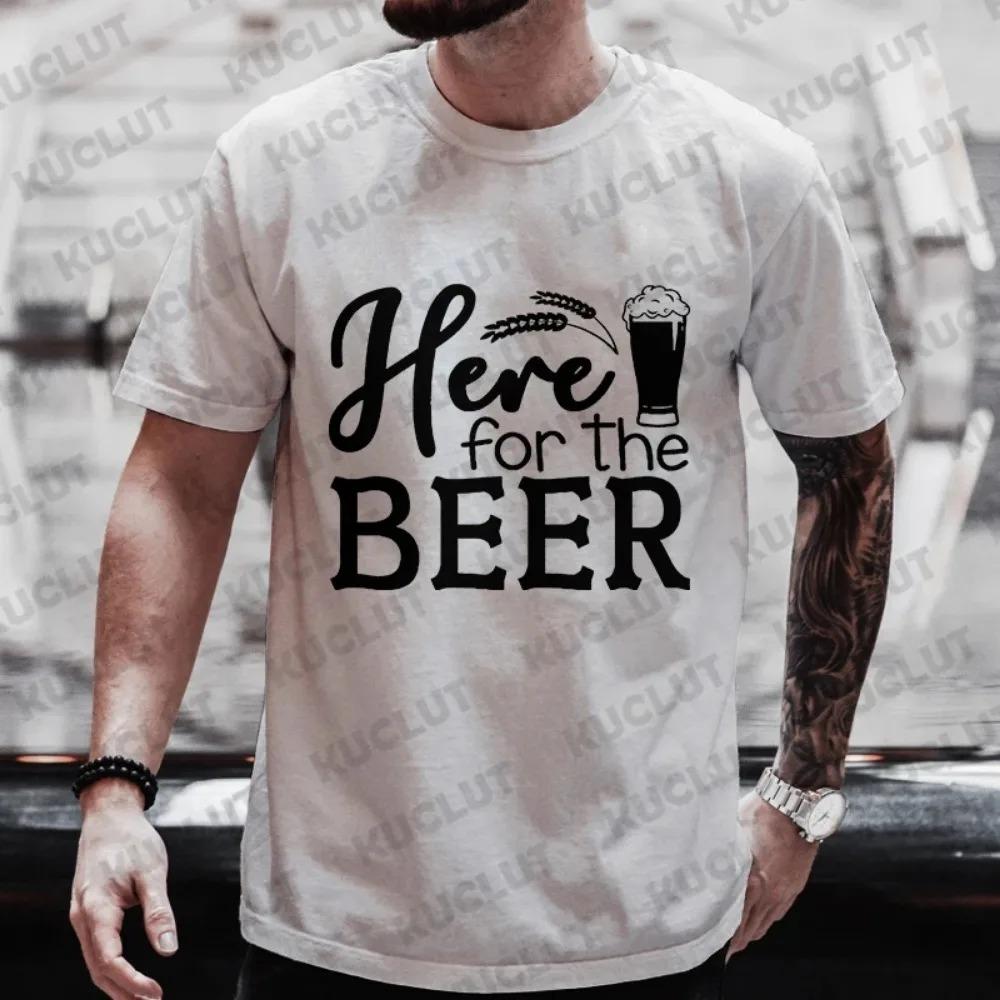 Here for The Beer Graphic Graphic T Shirts Men Y2k Streetwear Beer DAY Drinking Party Tops Plus Size Clothes Short Sleeve Tees