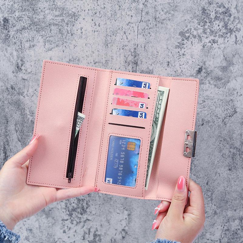 Korean Style Women's Minimalist Tri-Fold Wallet & Card Holder