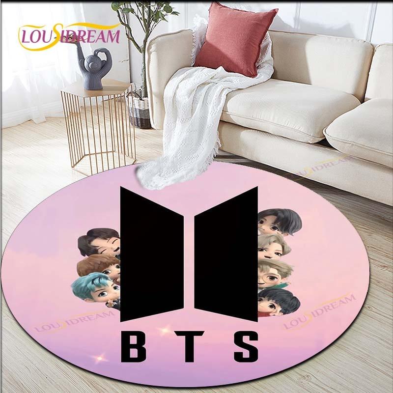 

Newest Kpop Bangtan Boys Print Children Carpet Area Rugs Bts Round Carpet for Living Room Floor Mat Flannel Anti-Slip Mat 60cm