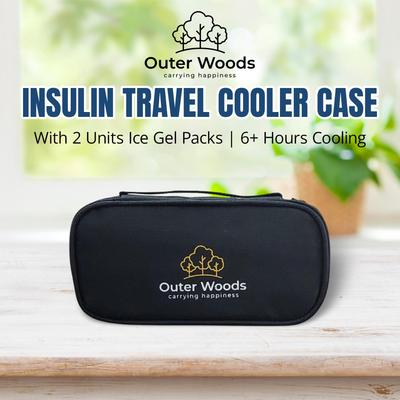 Outer Woods Insulin Cooler Travel Case with 2 Ice Gel Packs | Portable Insulin Carrier Bag for Diabetics | Keeps Insulin Cool for 6-8 Hours | Com