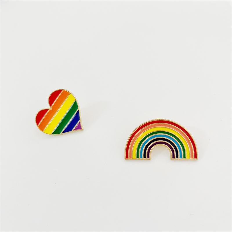 Geometric Arc Colorful Rainbow Stripe Creative Brooch for Women Brooches Pin Badges Alloy Backpack Icons Girls Jewelry Gift