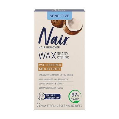 Sensitive Armpit & Bikini Hair Removal Wax Strips 32+3 Sheets (Coconut Milk Oil)