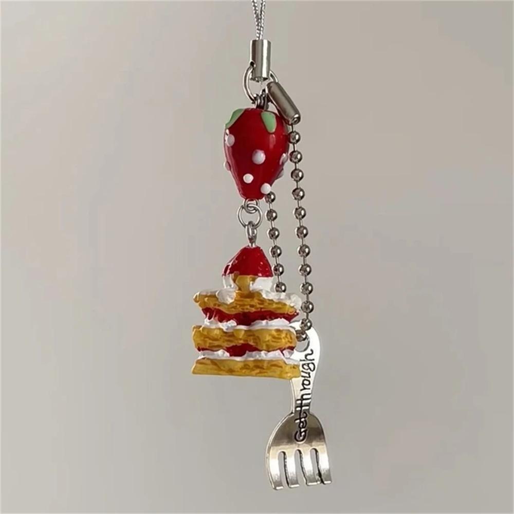 

Cute 3D Strawberry Cake Cookie Pendant Phone Charm Strap Lovely Accessories Lanyard Keycord For iPhone Camera Bag Girls Jewelry Other