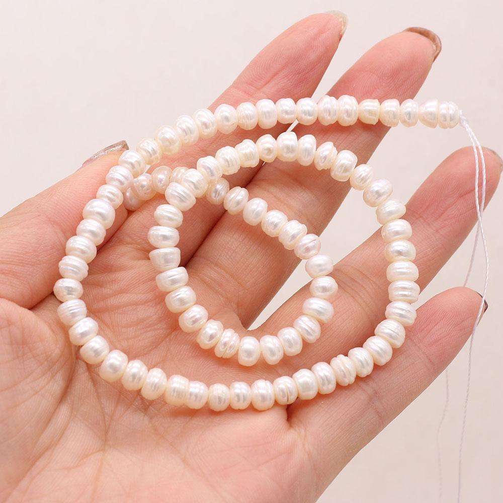 

36cm Strand 6-7mm White Natural Freshwater Rondelle Pearls Spacer Beads DIY Earring Necklace Bracelet Parts 1String/6-7mm-36cm