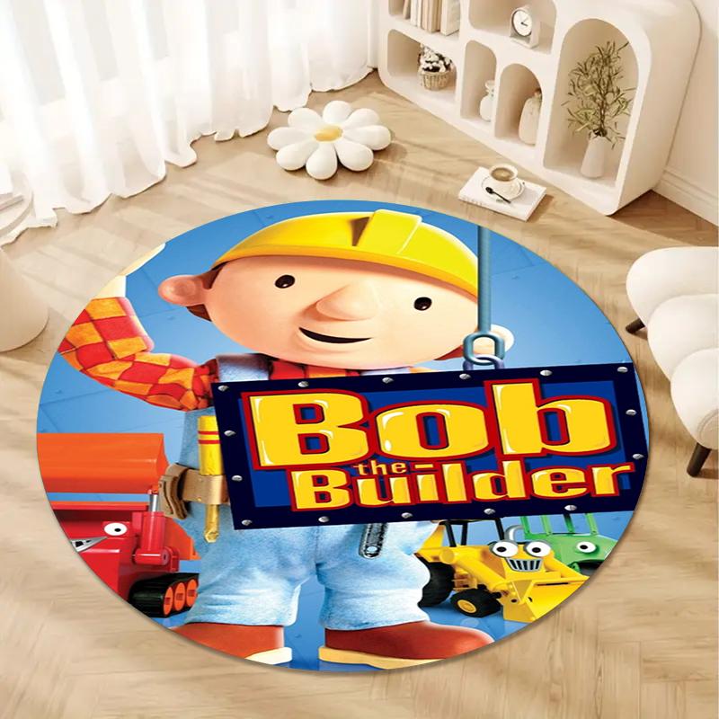 Bob der Baumeister Runder Teppich, Teppich für Wohnzimmer Schlafzimmer Sofa Spielzimmer Dekoration, Rutschfeste Fußmatte38