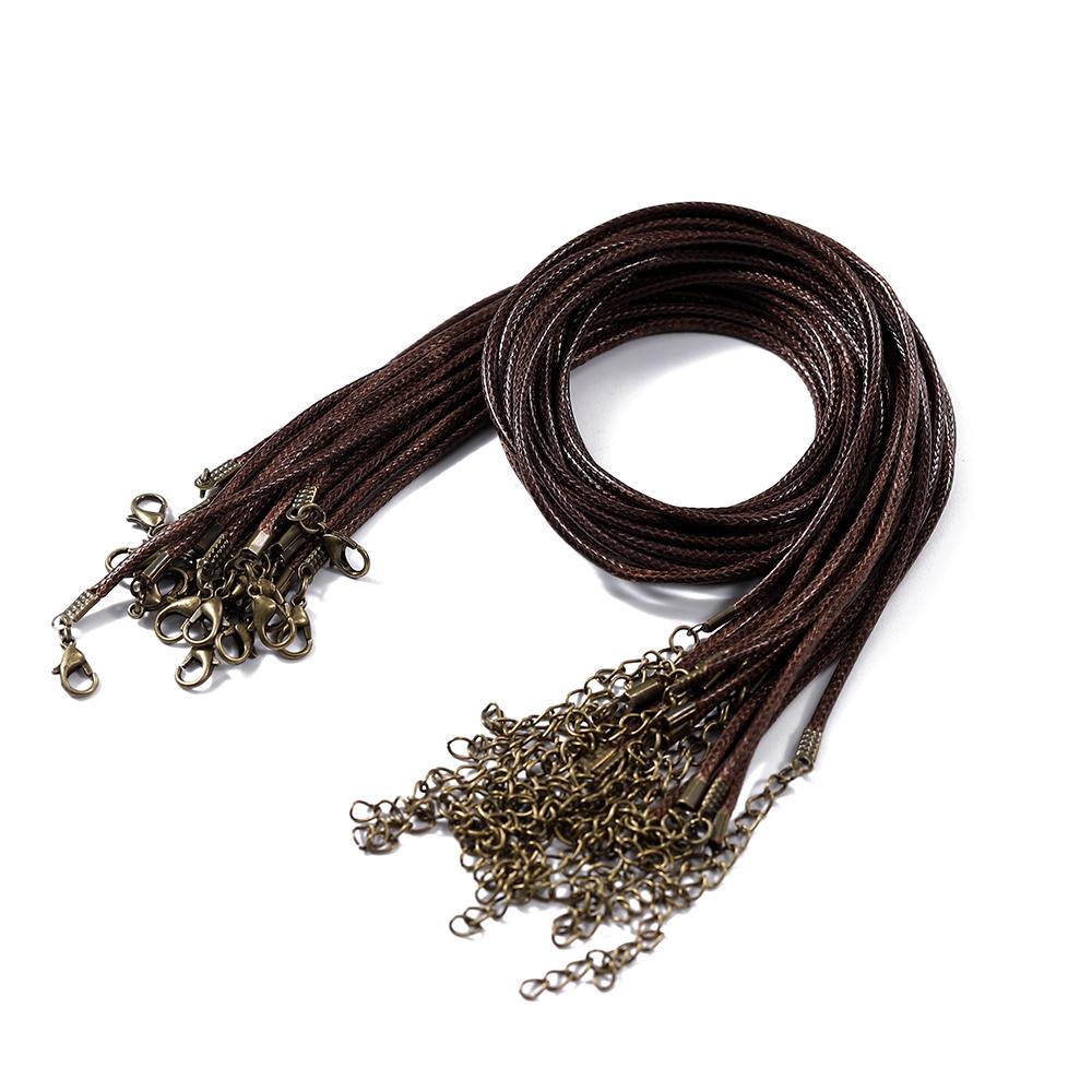 10Pcs 1.5/2mm Colorful Leather Braided Rope Bronze Lobster Clasp Tail Chain Connector for DIY Pendant Jewelry Making Supplies