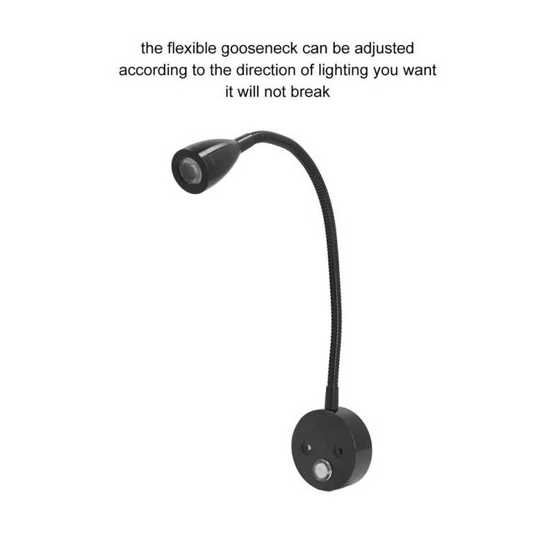 3W RV Interior Reading Lights Bedside Reading Lamp 10-30v Dimmable Adjustable Caravan Light for Car RV Boat Motorhome