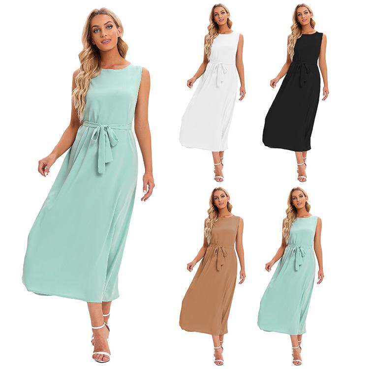 

Yiduo Duo Women s Sleeveless Round Neck Solid Color Long Dress 21452 Large