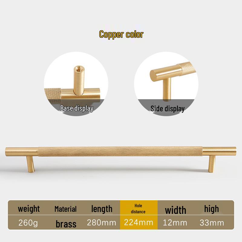 American Style Brass Wardrobe & Cabinet Door Handle - Retro French Copper Design