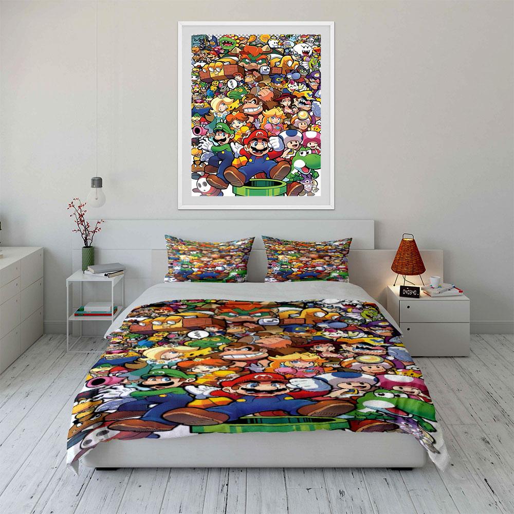 Characters from Mario franchise. Bedding sets Duvet cover sets Duvet covers Pillowcases(1 * Duvet Cover 2 * Pillowcases without duvet insert)