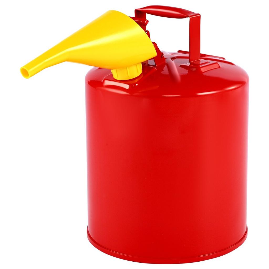 Safety Gas Can, 19 L Type I Red Safety Can for Gasoline with Stainless Steel Flame Arrester, Self-Closing Lid, and PE Funnel, Carbon Steel Flammable