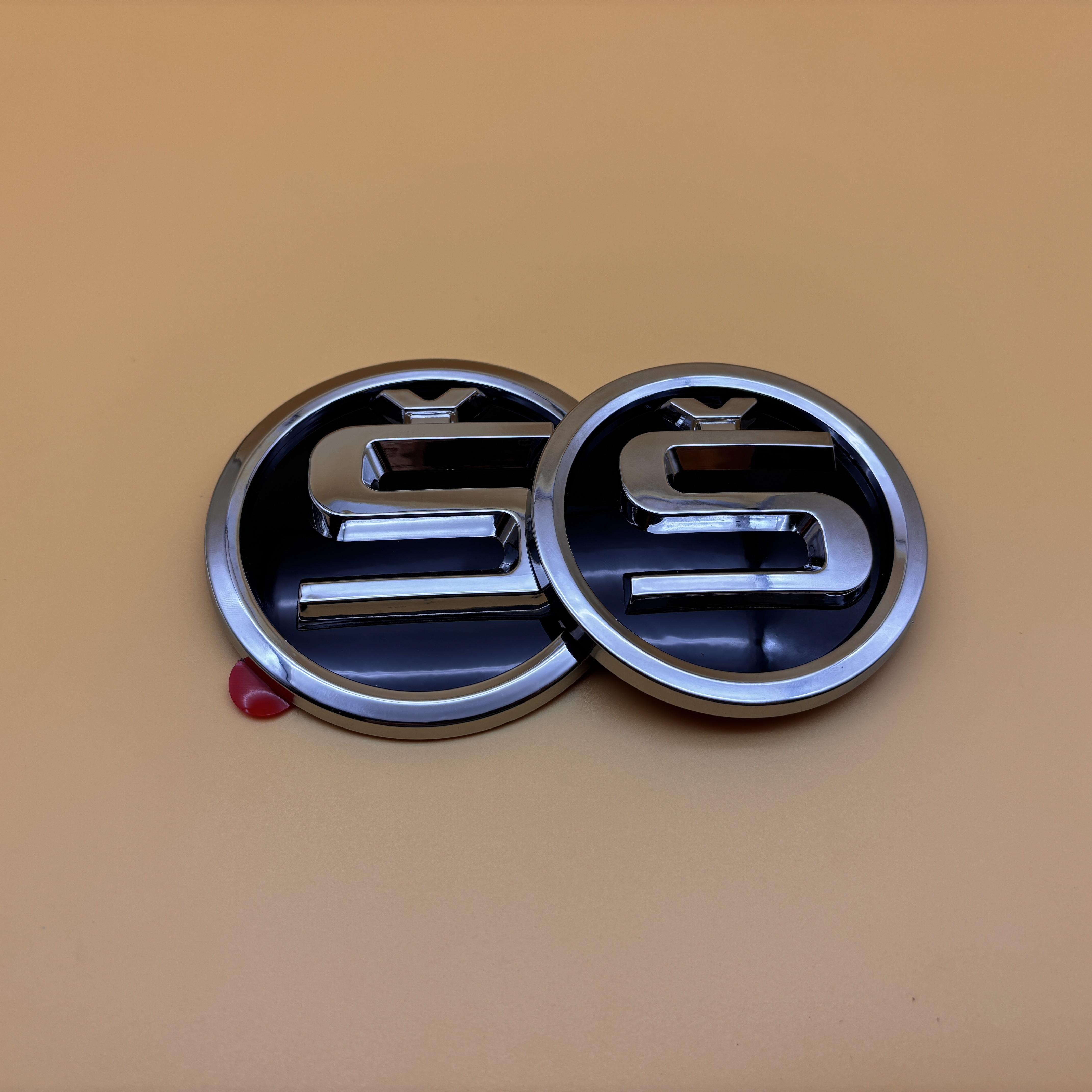 

1шт 9см 8см Перероблений S Логотип Емблема на Капот Автомобіля Спереду Задній Багажник Для Fabia Octavia VRS Superb Rapid Yeti Karoq Vision Аксесуари Silver Black(9cm)