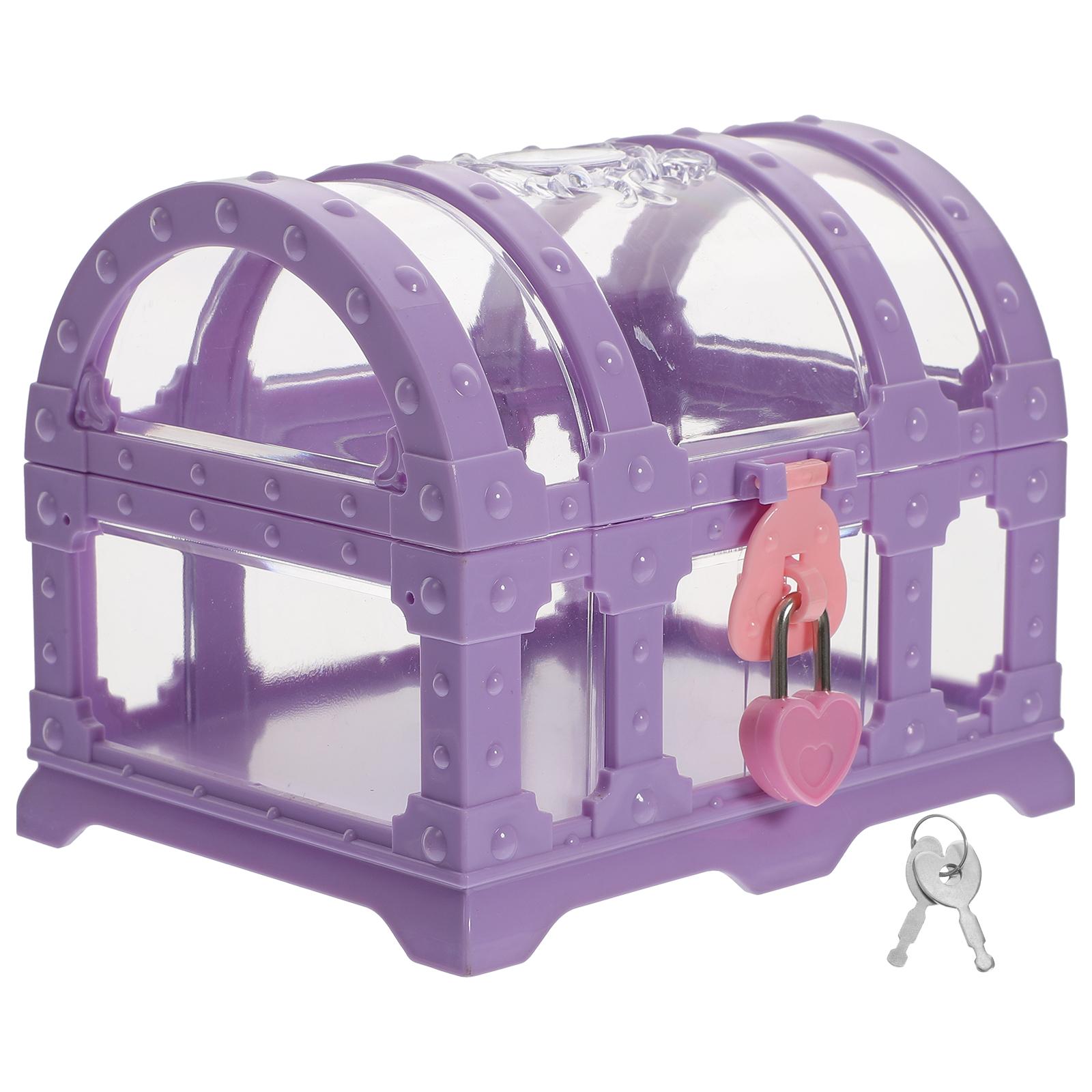 

Pink Small Treasure Chest Toy Box Pirate Party Favors Kids Storage Boxes Keepsake Containers Plastic Collectibles Holder Storage фиолетовый