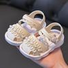 Girls' Sandals, Floral Open Toed Sandals, Fashionable, Simple and Versatile Style, Lightweight, Breathable, Thick Bottom, Teenagers' Slippers