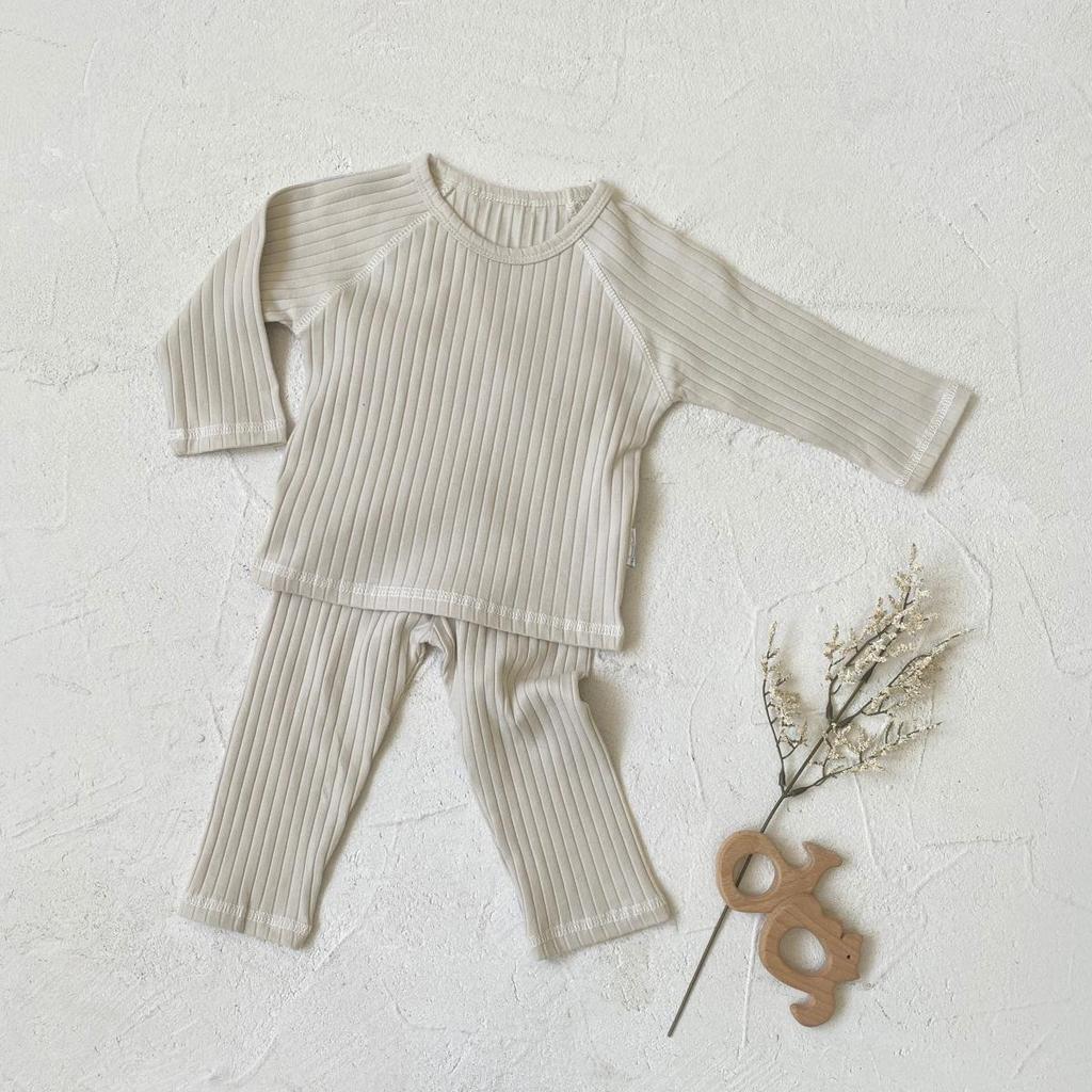 2025 Autumn Baby & Toddler A-Class Soft Ribbed T-Shirt + Base Layer Pajama Set