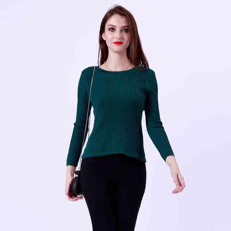 

Женский пуловер с длинным рукавом, однотонный, вязаный L