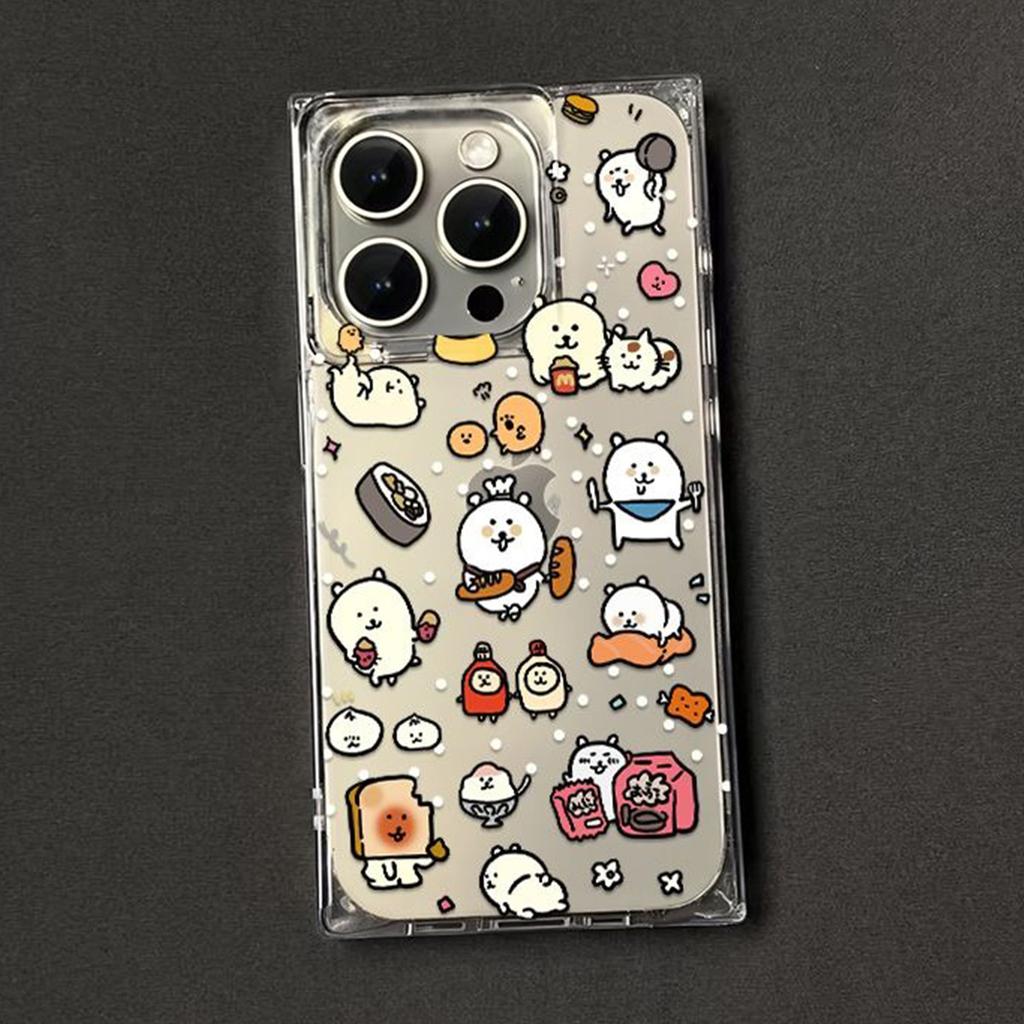 For IPhone16promax Summer Four-corner Anti-fall Mobile Phone Case Ice Crystal Square Transparent Airbag Anti-fall Shell