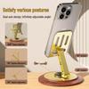 Tycoon Gold Rotating Metal Phone & Tablet Stand with Wooden Base