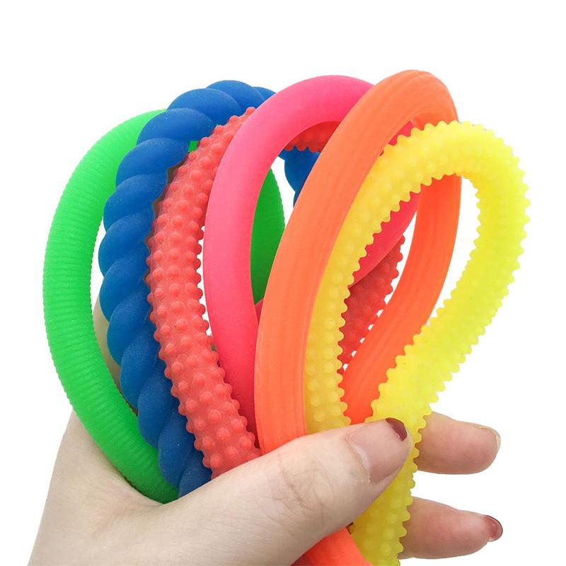 6Pcs Large Size Fidget Noodles Textured Sensory Stretchy String Adhd Autism Squeeze Release Anxiety For Kids Stress Relief Toys