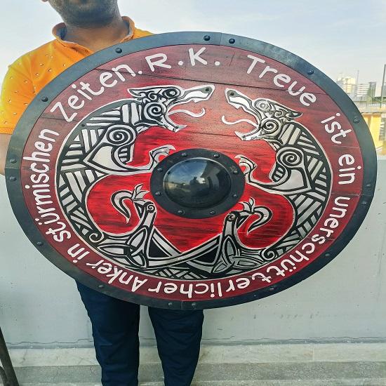 Středověký vikingský štít - Eivor Valhalla Cosplay, Ragnarův bitevní štít, Unikátní vikingský dárek pro něj