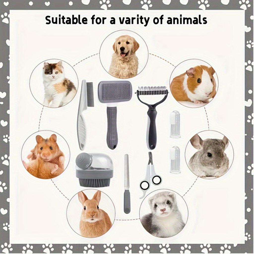 Pet Grooming Kit 8-Piece Blue Comb and Scissors Set for Dogs and Cats