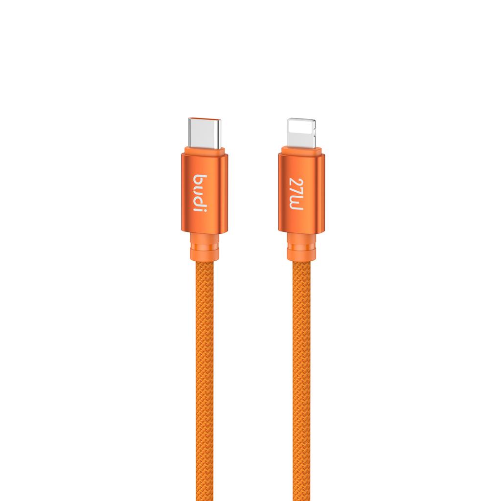 BUDI DC271TL15C 1.5m Type-C to Lightning Cable 27W Fast Charging Nylon Braided Data Cord