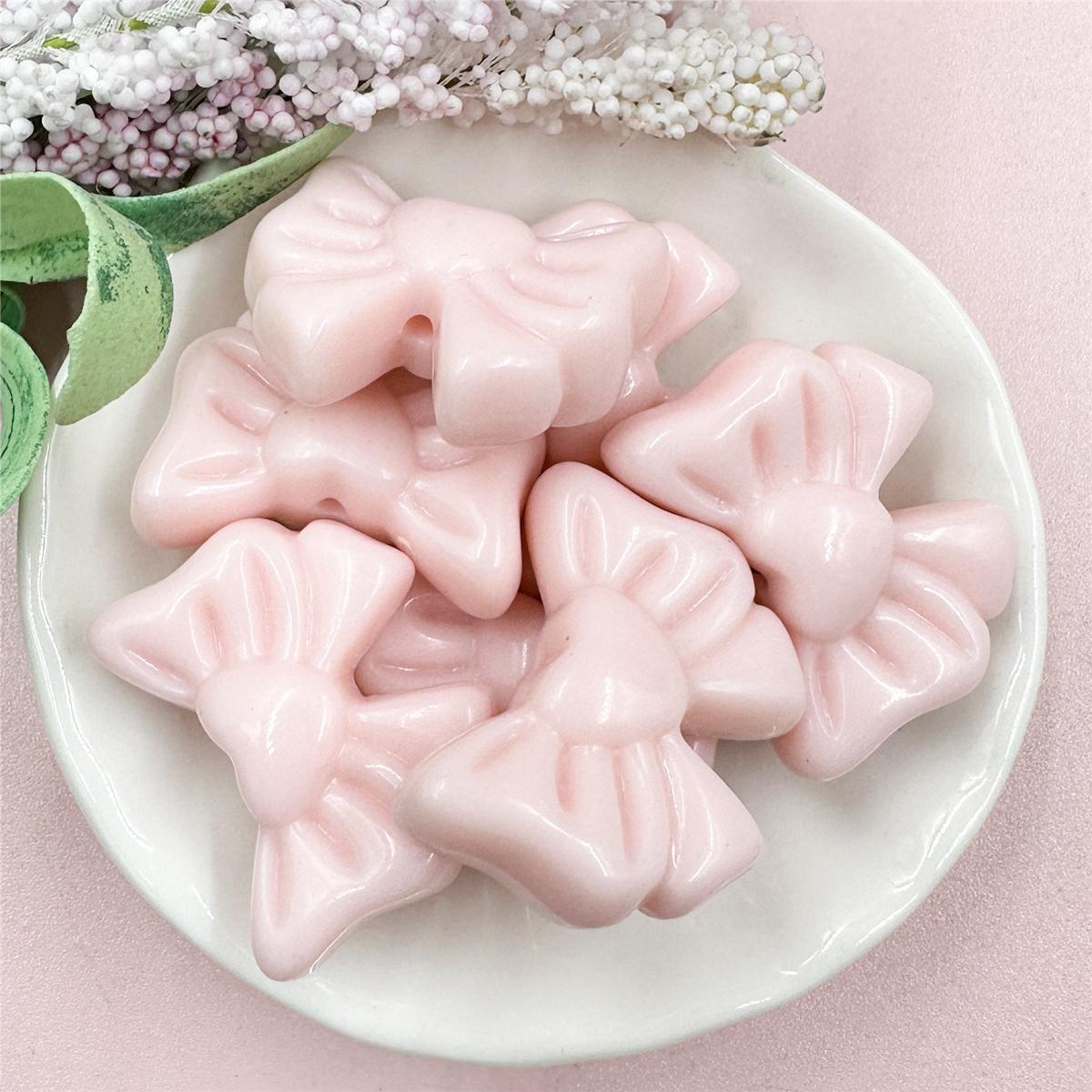 

Бант однотонные свободные бусины ювелирные изделия 7 шт. 22,5*28 мм бисерные материалы сердце DIY ювелирные аксессуары акрил для браслета серьги изготовление бусин розовый