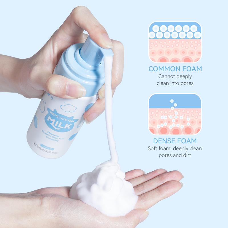 LAIKOU 120ml Milk Cleansing Mousse Facial Cleanser for Refreshing Pores
