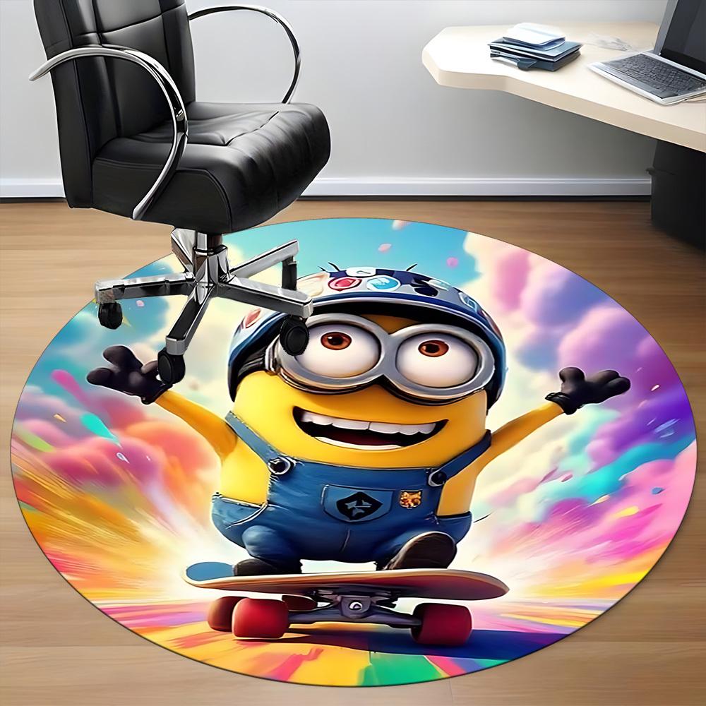 1pcSkateboarding Minion Office Round Area Rug, Indoor Mat Suitable For Office, Bedroom Living Room Home Decor, Room Deco, Offic A0928120