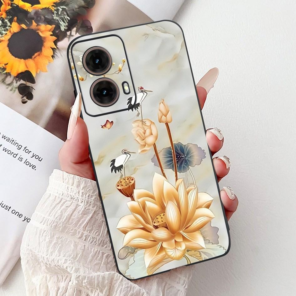 Case For Motorola Moto G35 Cover XT2433-5 Popular Flower Painted Soft Silicone Shockproof Coque For Moto G55 G75 G85 5G TPU Capa