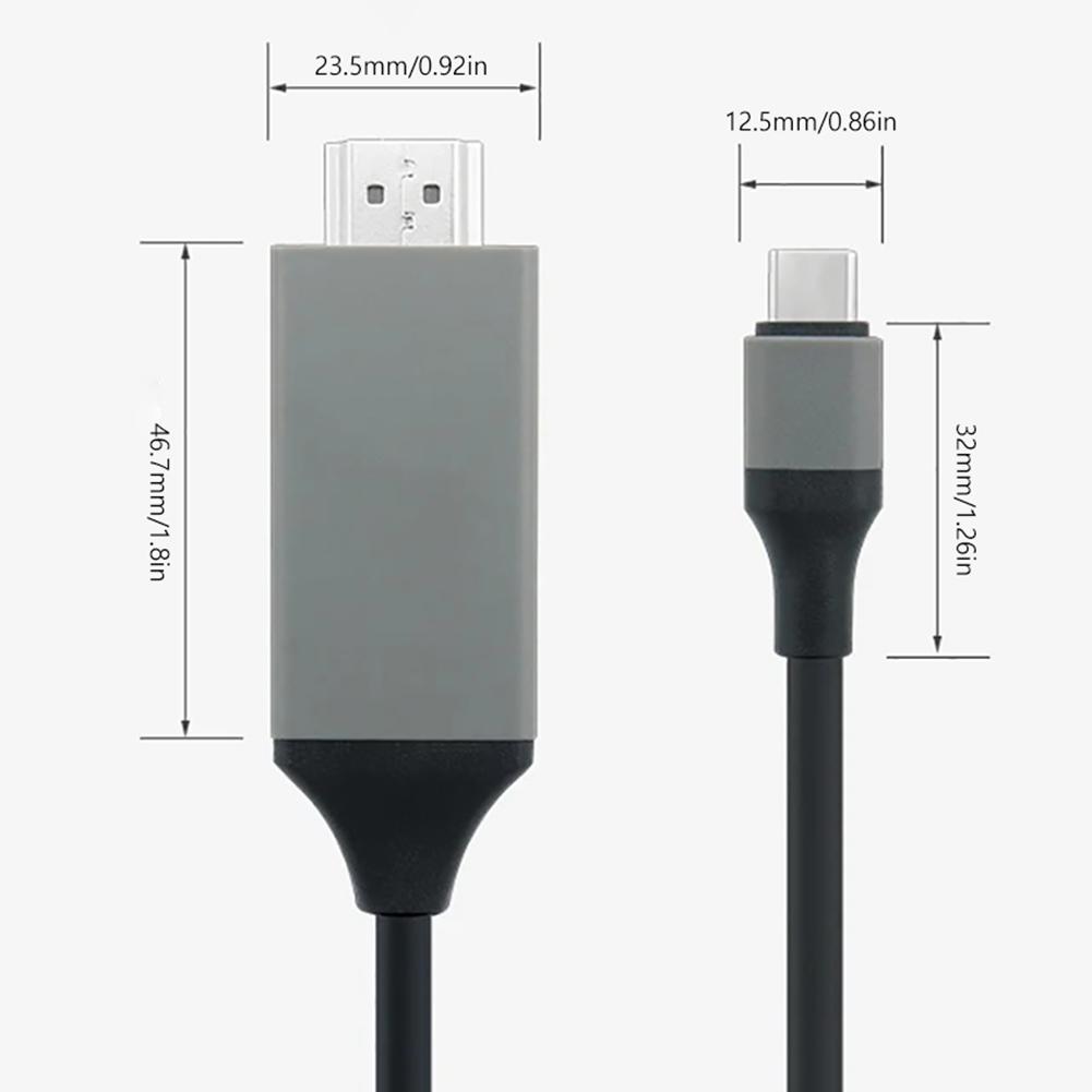 USB C To HDMI-compatible Cable USB-C Type C To HDMI-compatible HDTV TV Cable 6.6FT 10 Gbps Fit for MacBook Pro/Air iPad Pro 2020