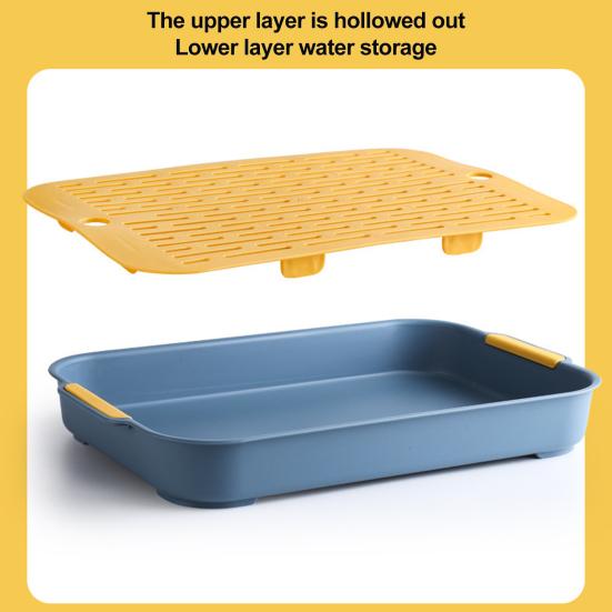Multi-Purpose Drainage Tray Double-Layer Plastic Drying Rack Rinseable Garbage Tray