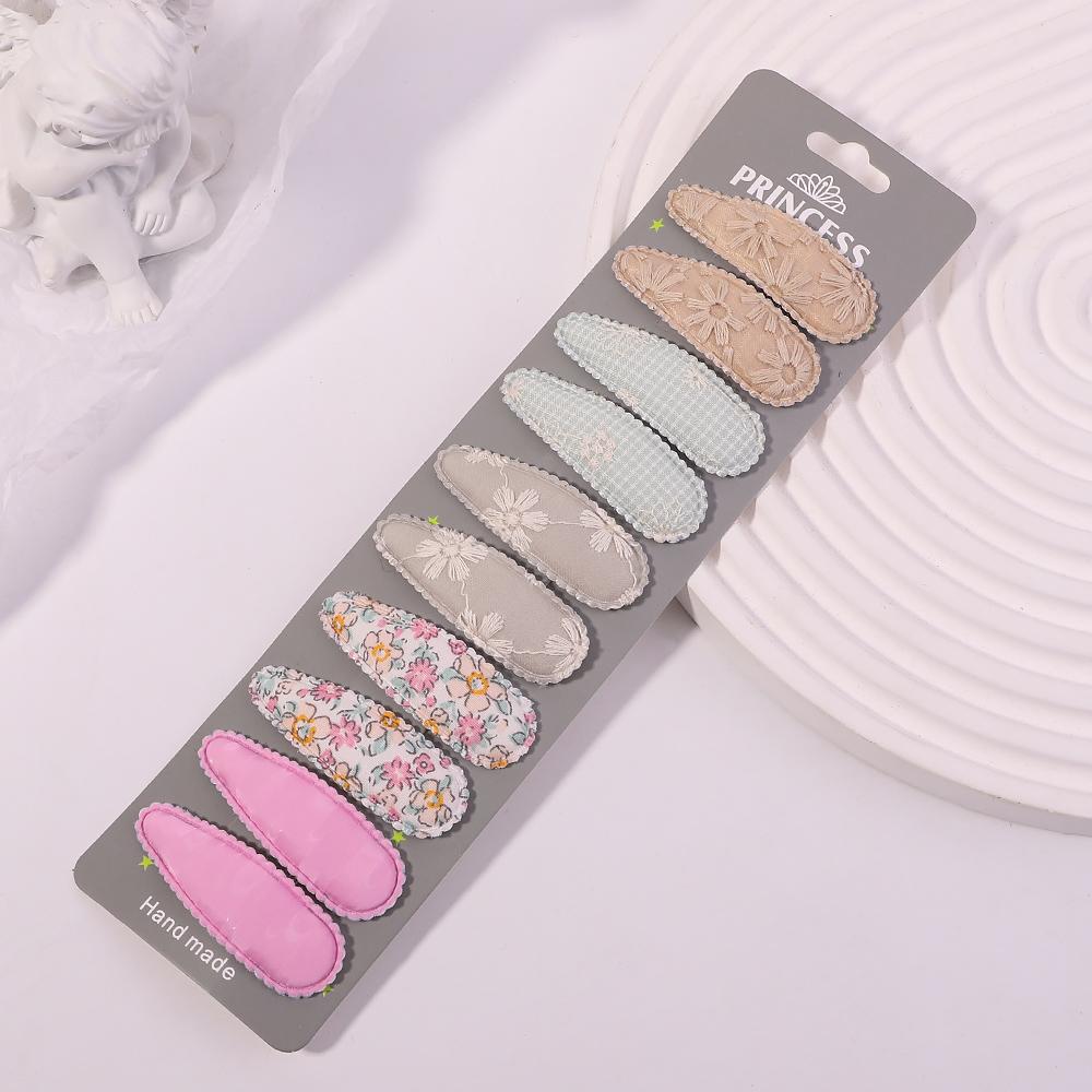 10Pcs/set Women Sweet Embroidery Print Waterdrop Shape Hair Clips For Cute Girls Hairpin Barrette Headwear Kids Hair Accessories
