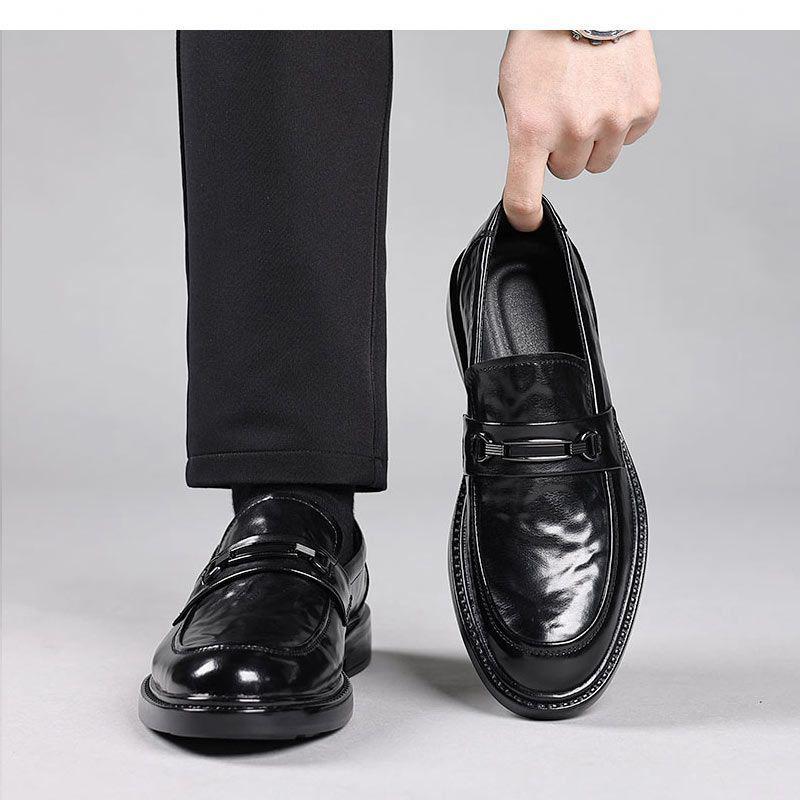Men's Genuine Leather Cowhide Loafers - Formal Slip-on Shoes