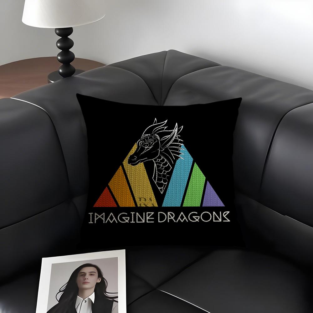 IImagine DragonsS Band Cushion Cover Natural Linen Organic Fabric DoubleSided Printing Sofa Home Decor Gift Pillow Case