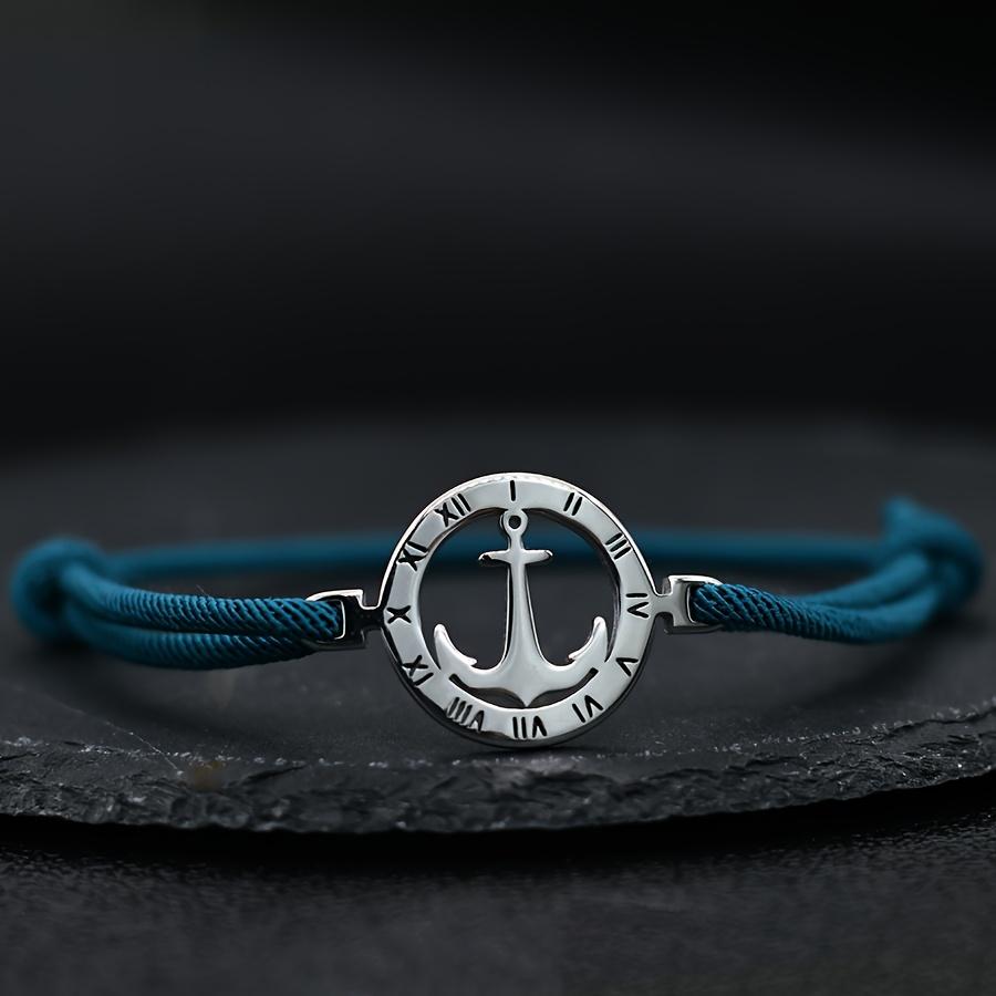 Adjustable Bracelet Easy Woven Wristband 304L 304L Stainless Steel Style Nautical Anchor Bracelet Men'S Beach Vacation Casual Arm Jewelry