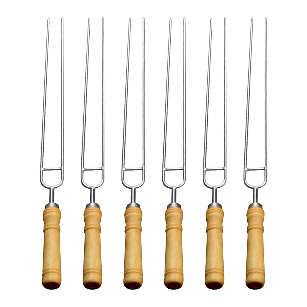 430 Stainless Steel BBQ Skewers with White Beech Handles for Outdoor Grilling Accessories