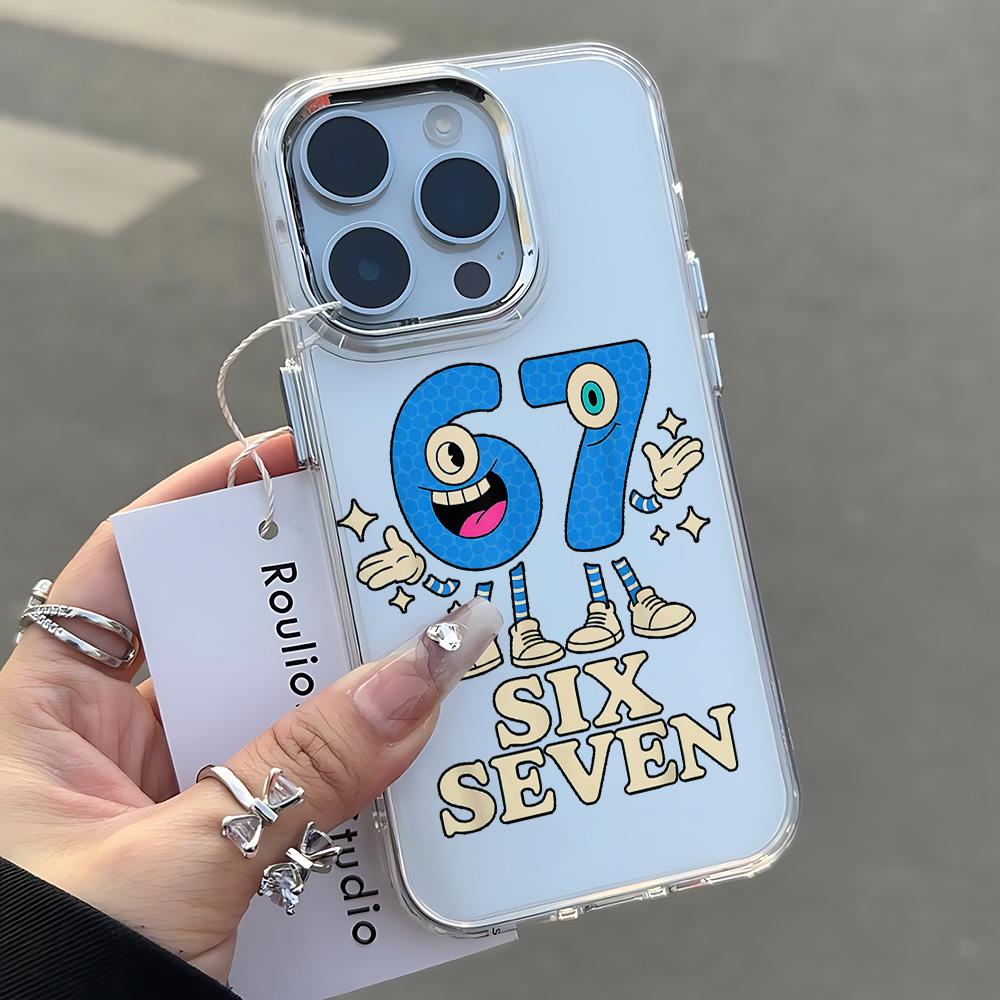 Luxury Six Seven 67 Hot Phone Case For Samsung Galaxy S25 S24 S23 S22 S21 S20 Note20 FE Ultra Edge Plus 4G 5G Transparent Cover