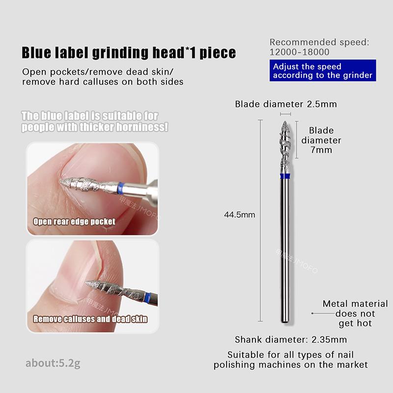 

1 шт. Флейм Торнадо Насадки для манікюрного фрезера 3/32 Алмазний фрезер для манікюру Обертова насадка для нігтів Очищення кутикули Задирки Інструмент для нігтів синій