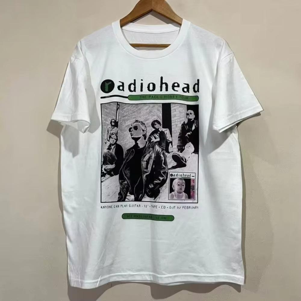

Radiohead Rock Band British Retro High Street Pure Cotton Printed Roundneck Shortsleeved Fashion Tshirts for Unisex and Women S