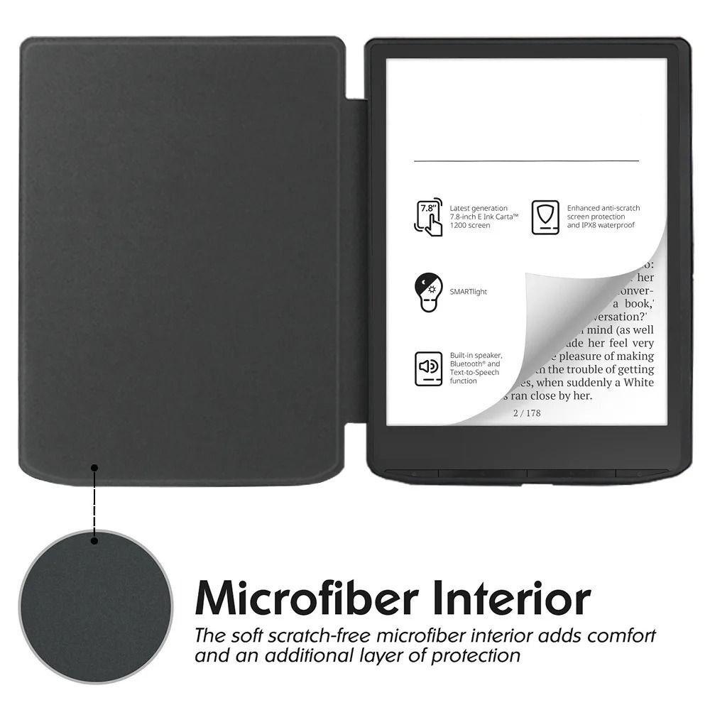 6 Zoll E-Reader Hülle Magnetischer Mehrfachfaltständer Smart Cover Leder Stoßfestes Folio Cover für Rakuten Kobo Nia N306