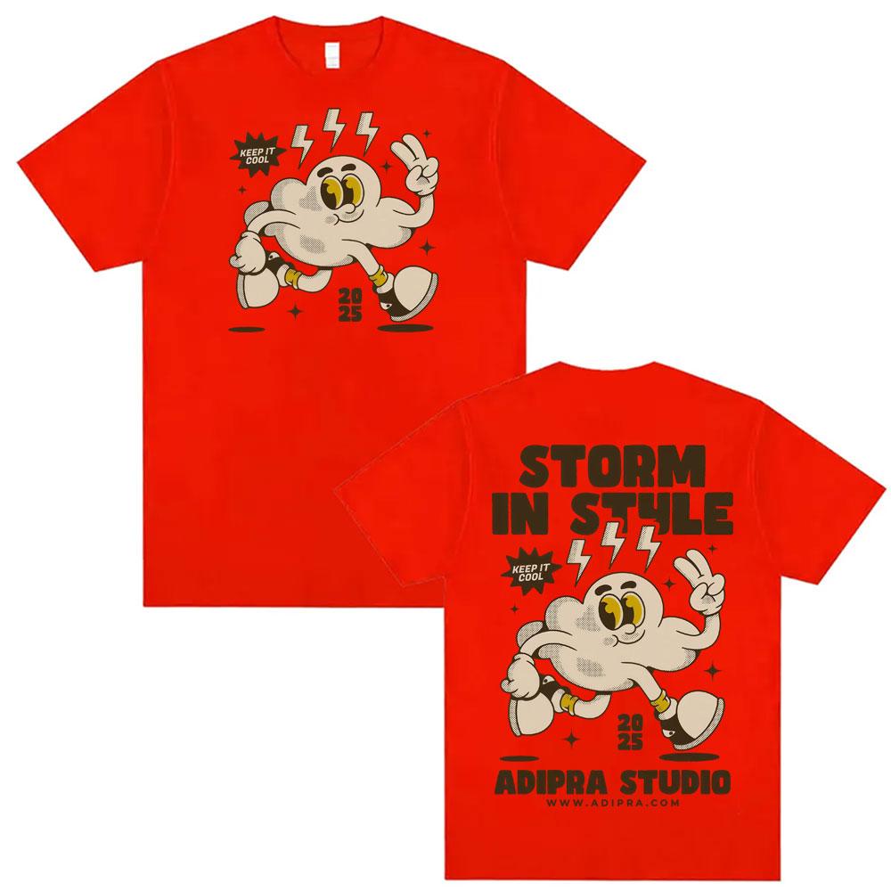 

Funny Storm in Style Adipra Studio Cartoon Print Tshirts Men Women Vintage High Quality Tshirt Fashion Summer Oversized Shirt M