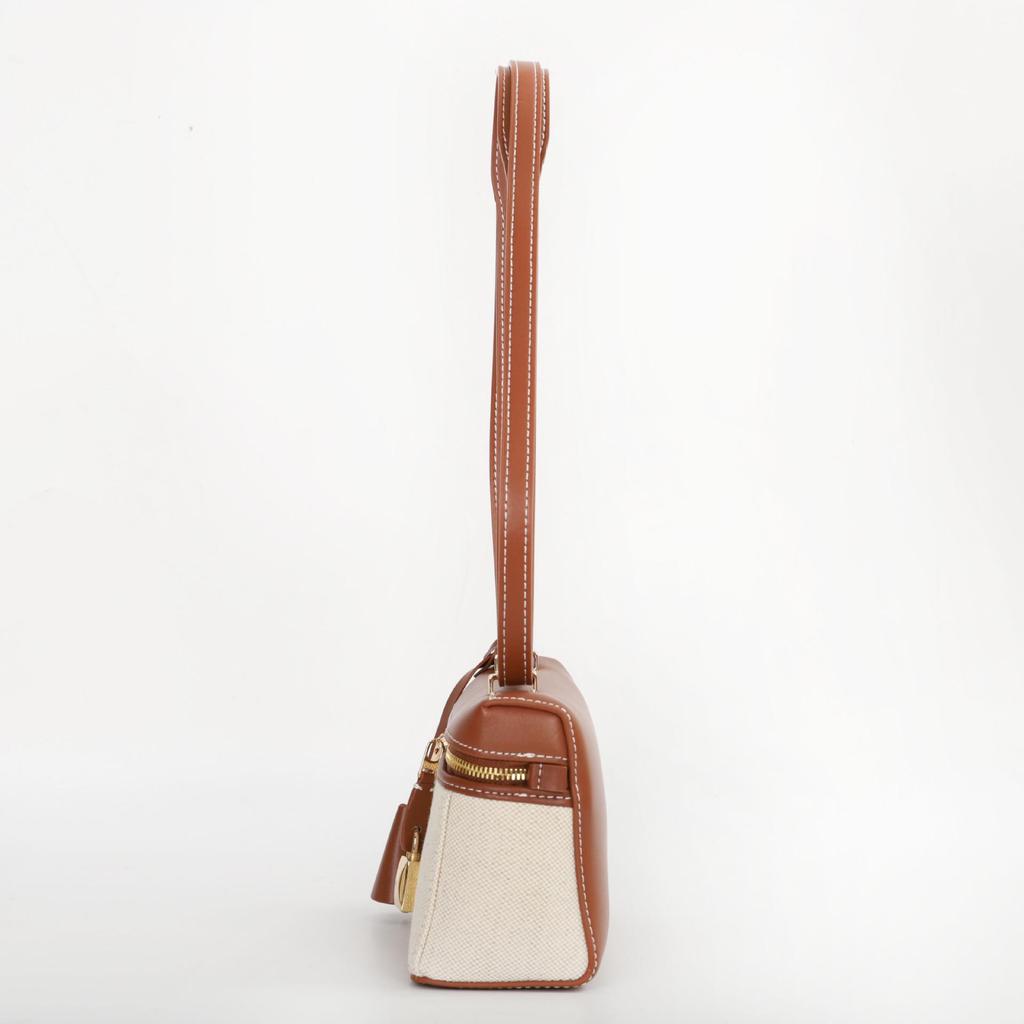 2025 Women's Genuine Leather and Canvas Handbag - Fashionable and Simple Lunch Box Bag