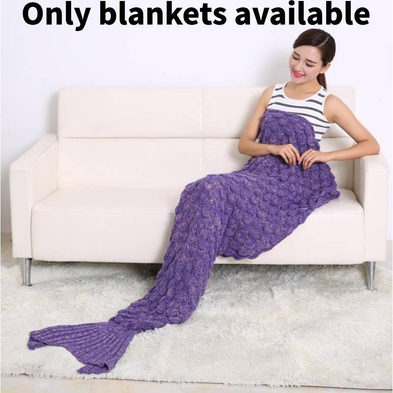 Scale Vintage Fish Pattern Mermaid Woollen Blanket Knitted Cozy Autum Spring