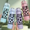 1PC Live Love Soccer Badge Print 750ml Color Plastic Sports Water Bottle Leakproof Flip Straw Lid Suitable for Sports Office Home Use
