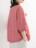 Summer oversized loose casual solid color imitation cotton and linen short sleeved T-shirt top half sleeved T-shirt
