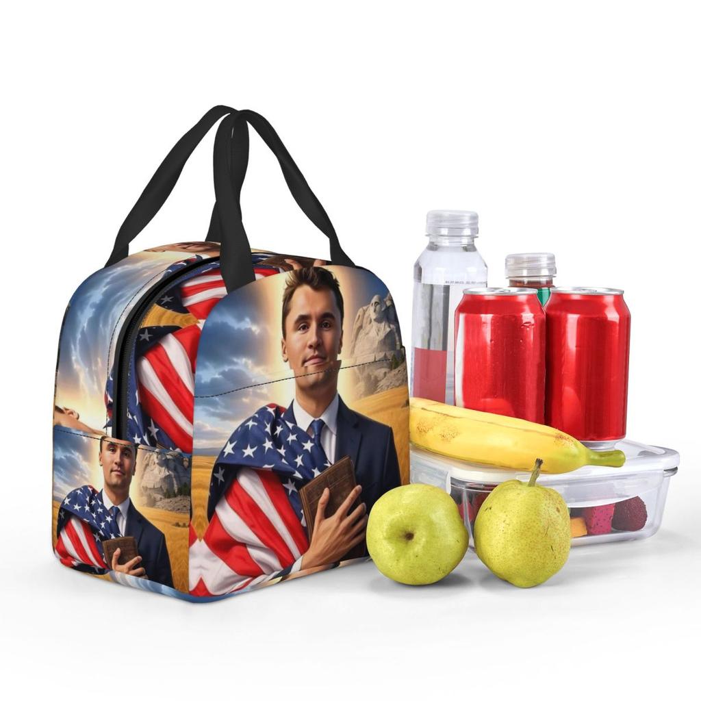 Insulated Lunch Tote Bag Charlie Kirk Angelic Advocate Accessories Food Box INS Trendy Cooler Thermal Lunch Box For School