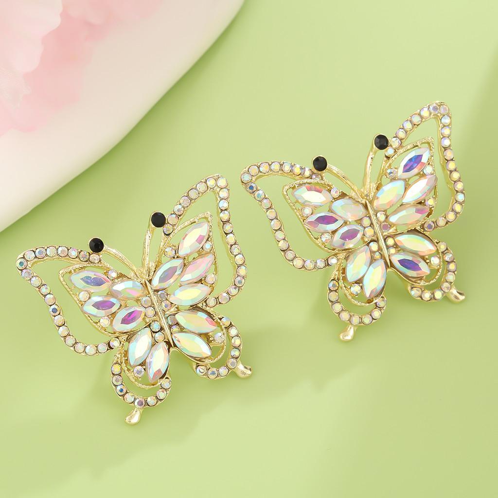 Korean Style Fashion Butterfly Jewelry With Dazzling Rhinestones For Casual Wear