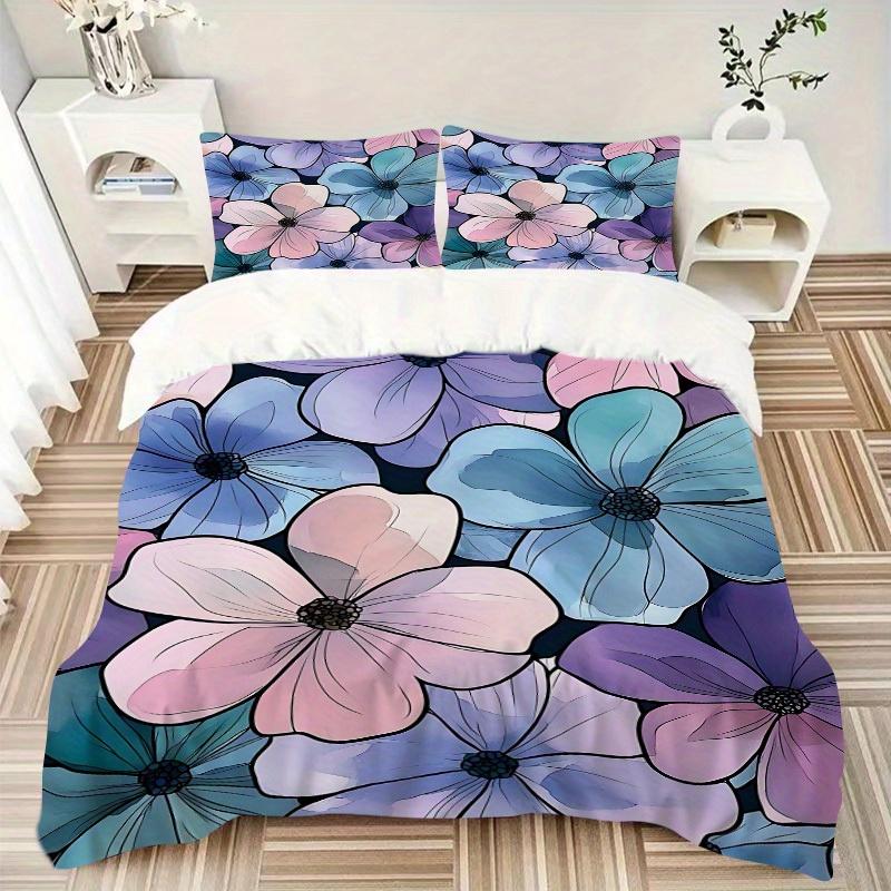 3Pcs Floral Pattern Printed Bedding Set, Breathable And Soft, Machine Washable, Christmas Gift, Suitable for Bedroom Decoration, 15167