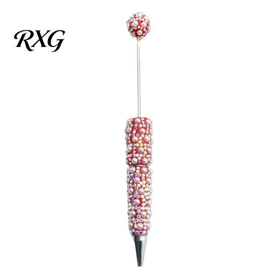 Faux Diamond Pen DIY Beadable Pen, Rhinestone Pearl Ballpoint Fancy Glitter Luxury for Crafting, Student Stationery Office Writing Tools Smooth